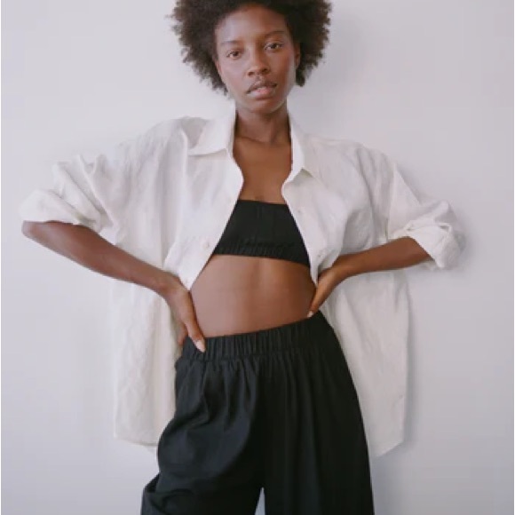 Ozma of California Crop Wide Leg Pant Black Size Large - Picture 1 of 5